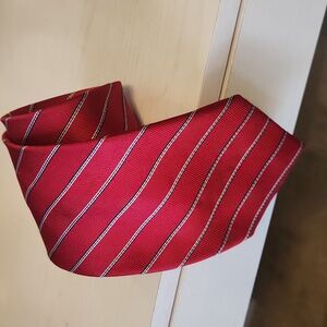 Jos. A. Bank 100% Silk Red Diagonal Stripe Men's Tie